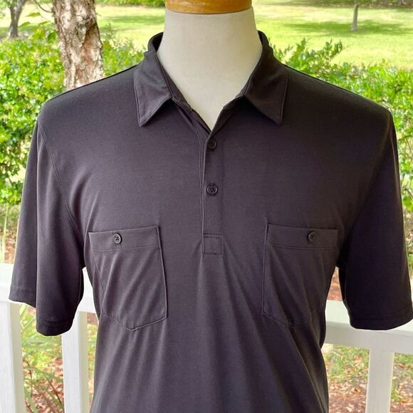Toad & Co. Onrush Polo Shirt. Size Large. Black. - Picture 2 of 7